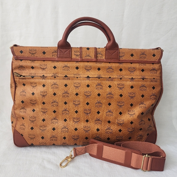 Auth MCM Cognac Visetos Men's Travel Bag - Picture 2 of 12